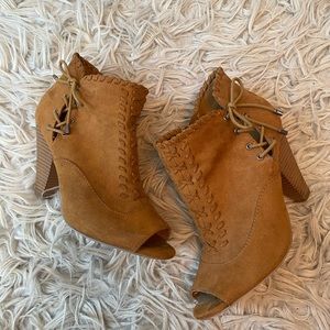 Tan Booties with peep toe